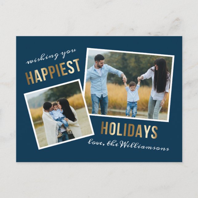Postal Festiva Navidades de guiones de vacaciones más felices de  (Anverso)