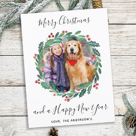 Postal Festiva Navidades de guirnaldas botánicas elegantes de veg