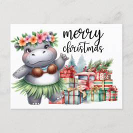 Postal Festiva Navidades de Hippo para amantes de los animales