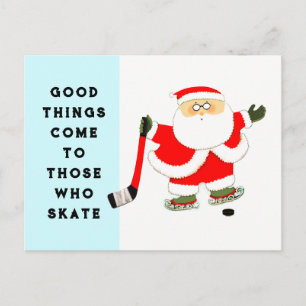 Postal Festiva Navidades de hockey sobre hielo