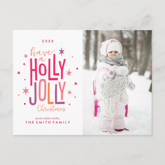 Postal Festiva Navidades de Holly Jolly (Anverso)