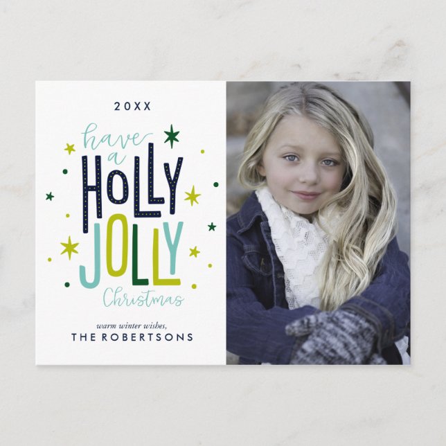 Postal Festiva Navidades de Holly Jolly (Anverso)