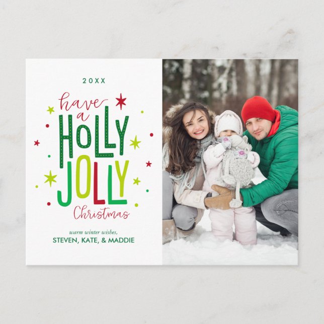 Postal Festiva Navidades de Holly Jolly (Anverso)