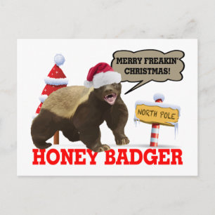 Postal Festiva Navidades de Honey Badger Merry Freakin