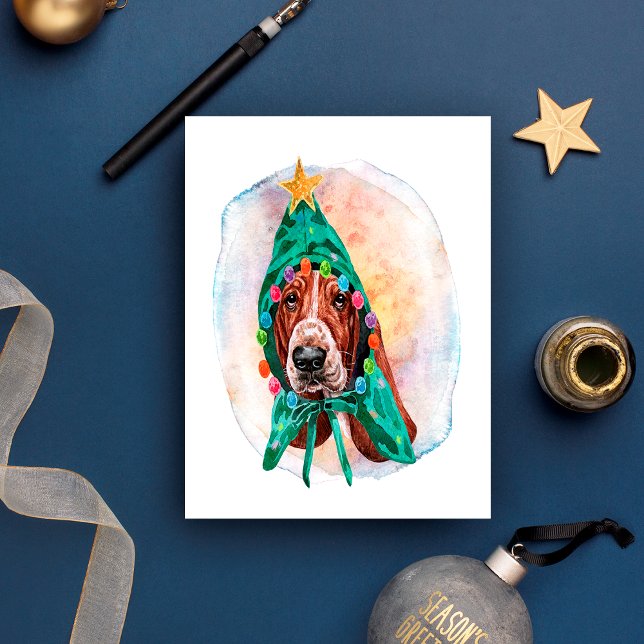 Postal Festiva Navidades de Hound de Basset Regalos Para Los Perr (Subido por el creador)