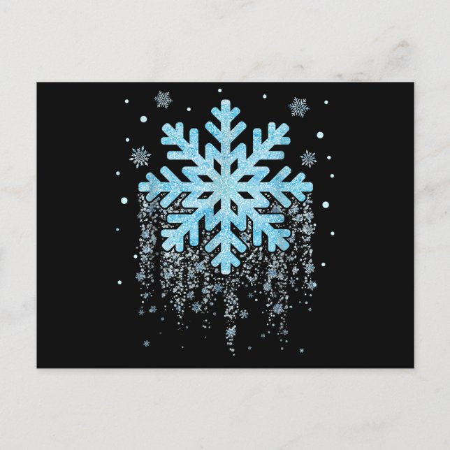 Postal Festiva Navidades de invierno con copos de nieve (Anverso)