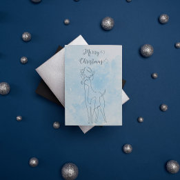 Postal Festiva Navidades de invierno con luz azul para renos