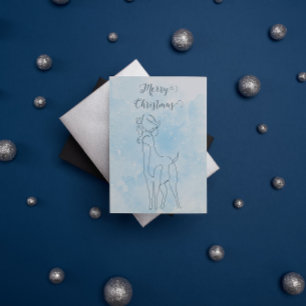 Postal Festiva Navidades de invierno con luz azul para renos