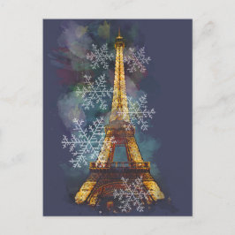Postal Festiva Navidades de invierno de la Torre Eiffel de París