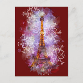Postal Festiva Navidades de invierno de la Torre Eiffel de París