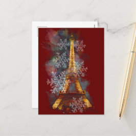 Postal Festiva Navidades de invierno de la Torre Eiffel de París