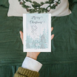 Postal Festiva Navidades de invierno de renos de la Línea Verde A