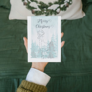 Postal Festiva Navidades de invierno de renos de la Línea Verde A