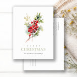 Postal Festiva Navidades de invierno Red Berry Fir<br><div class="desc">Si necesitas más personalización,  por favor,  no dudes en enviarme un mensaje a yellowfebstudio@gmail.com.</div>