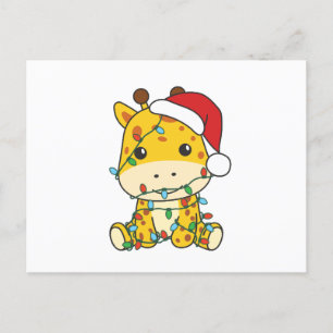Postal Festiva Navidades de jirafa en invierno animan jirafas