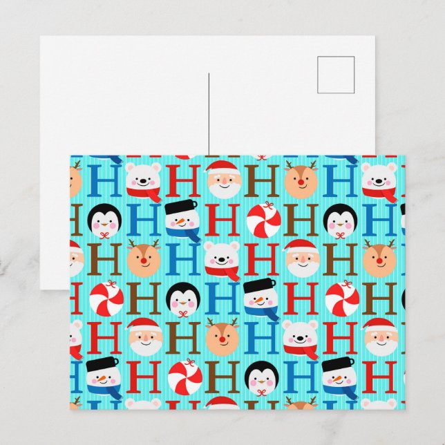 Postal Festiva Navidades de Kawaii Ho Ho (Anverso / Reverso)