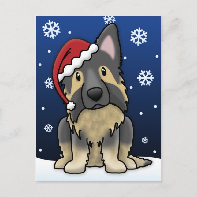 Postal Festiva Navidades de Kawaii Shiloh Shepherd (Anverso)