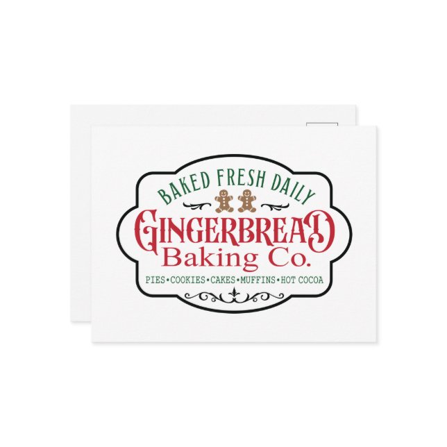 Postal Festiva Navidades de la empresa de panadería Gingerbread N (Anverso/Reverso In Situ)