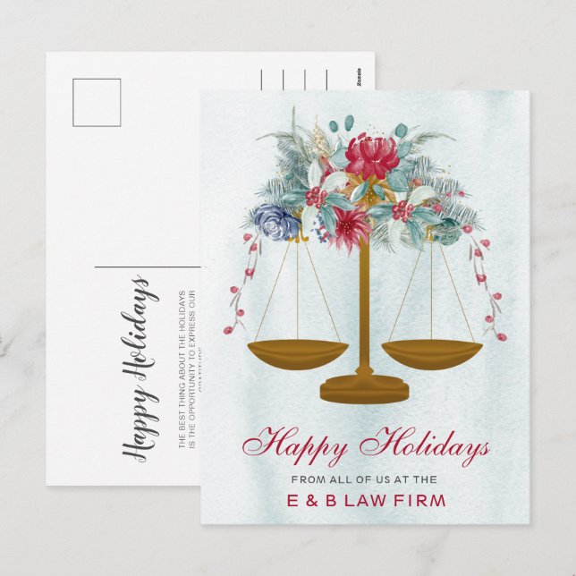 Postal Festiva Navidades de la Escala de Justicia de Oro Holly Wr (Anverso / Reverso)