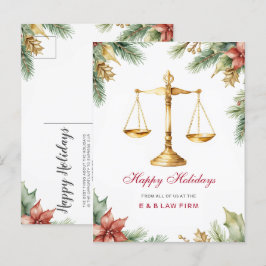 Postal Festiva Navidades de la Escala de Justicia Gold Holly Pine