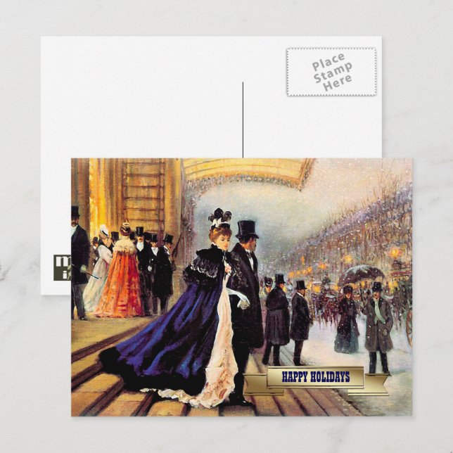 Postal Festiva Navidades de la escena vitícola parisina (Anverso / Reverso)