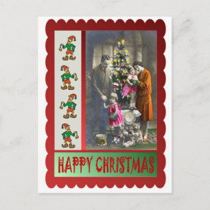 Postal Festiva Navidades de la familia Vintage