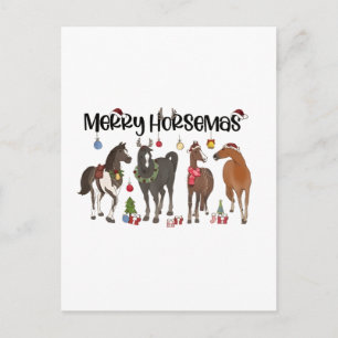 Postal Festiva Navidades de la Flor de Caballo Merry Horsemas