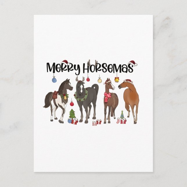 Postal Festiva Navidades de la Flor de Caballo Merry Horsemas (Anverso)