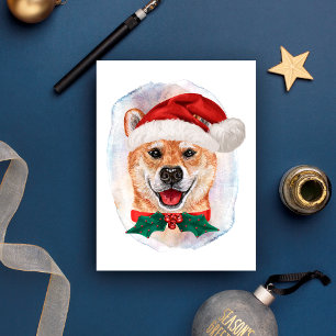 Postal Festiva Navidades De La Inu De Shiba Regalos Para Los Aman