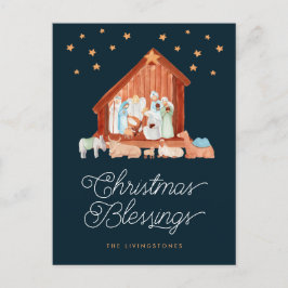 Postal Festiva Navidades de la Natividad bendiciendo foto religio