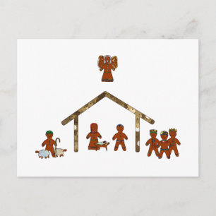 Postal Festiva navidades de la natividad del pan de jengibre