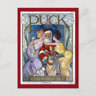 Postal Festiva Navidades de la portada de la revista Puck 1902
