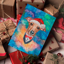 Postal Festiva Navidades de la raza de perro del Greyhound en Ita
