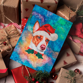 Postal Festiva Navidades de la raza del perro del Podengo en Port