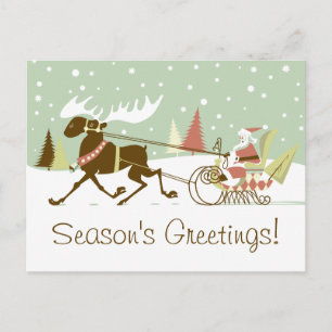 Postal Festiva Navidades de la Santa Cláusula One Moose Open Slei