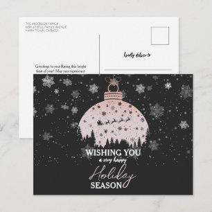 Postal Festiva Navidades de la selva nevada Subió el ornamento de