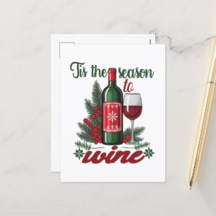 Postal Festiva Navidades de la temporada de vinos barra de arte d