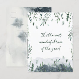 Postal Festiva Navidades de la vegetación botánica de invierno Fo