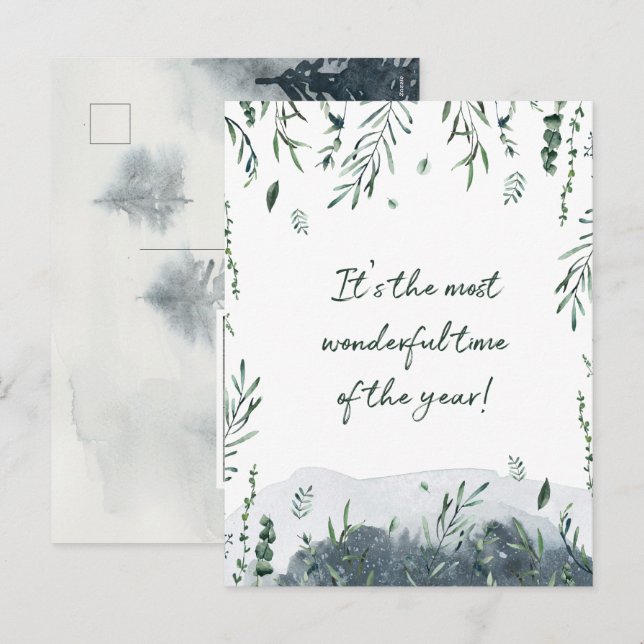 Postal Festiva Navidades de la vegetación botánica de invierno Fo (Anverso / Reverso)