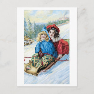 Postal Festiva Navidades de la vieja usanza, Sledding
