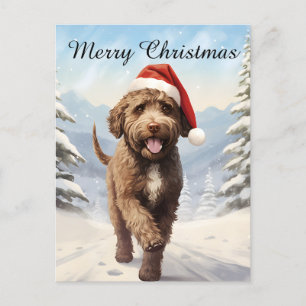 Postal Festiva Navidades de Lagotto Romagnolo