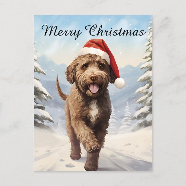 Postal Festiva Navidades de Lagotto Romagnolo (Anverso)