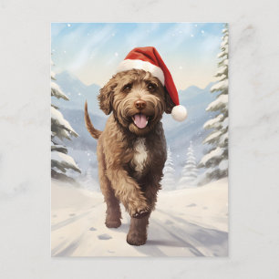 Postal Festiva Navidades de Lagotto Romagnolo