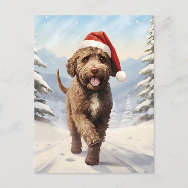 Postal Festiva Navidades de Lagotto Romagnolo (Anverso)