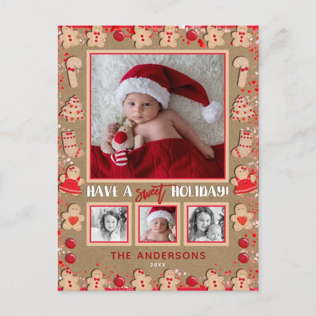 Postal Festiva Navidades de las cookies de Gingerbread para vacac (Anverso)