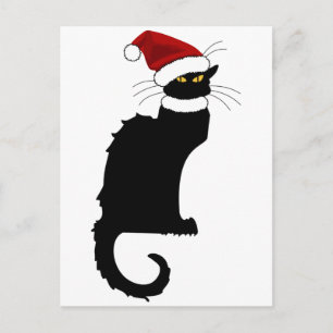 Postal Festiva Navidades de Le Chat Noir Santa Hat
