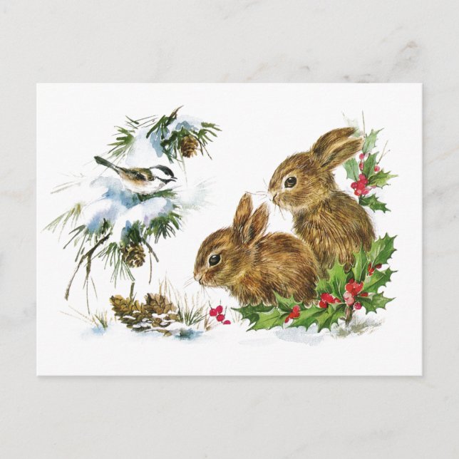 Postal Festiva Navidades de Little Bunnies (Anverso)