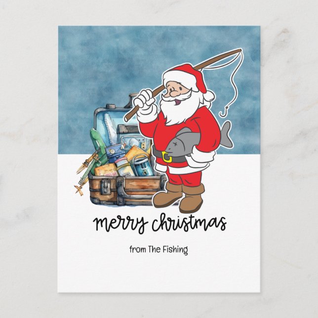 Postal Festiva Navidades de los amantes de la pesca festejan con  (Anverso)