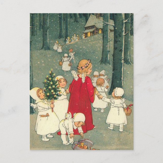 Postal Festiva Navidades de los ángeles forestales (Anverso)