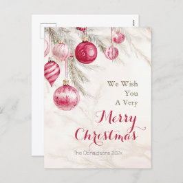 Postal Festiva Navidades de los Ornamentos Blancos Rosados